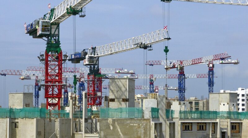 construction, site, crane, building construction, blue sky, helmet, architecture, blue, building, heavy equipment, build, metal, sky, building site, construction site, housing, singapore, men at work, under construction, blue work, nature, blue building, blue construction, blue metal