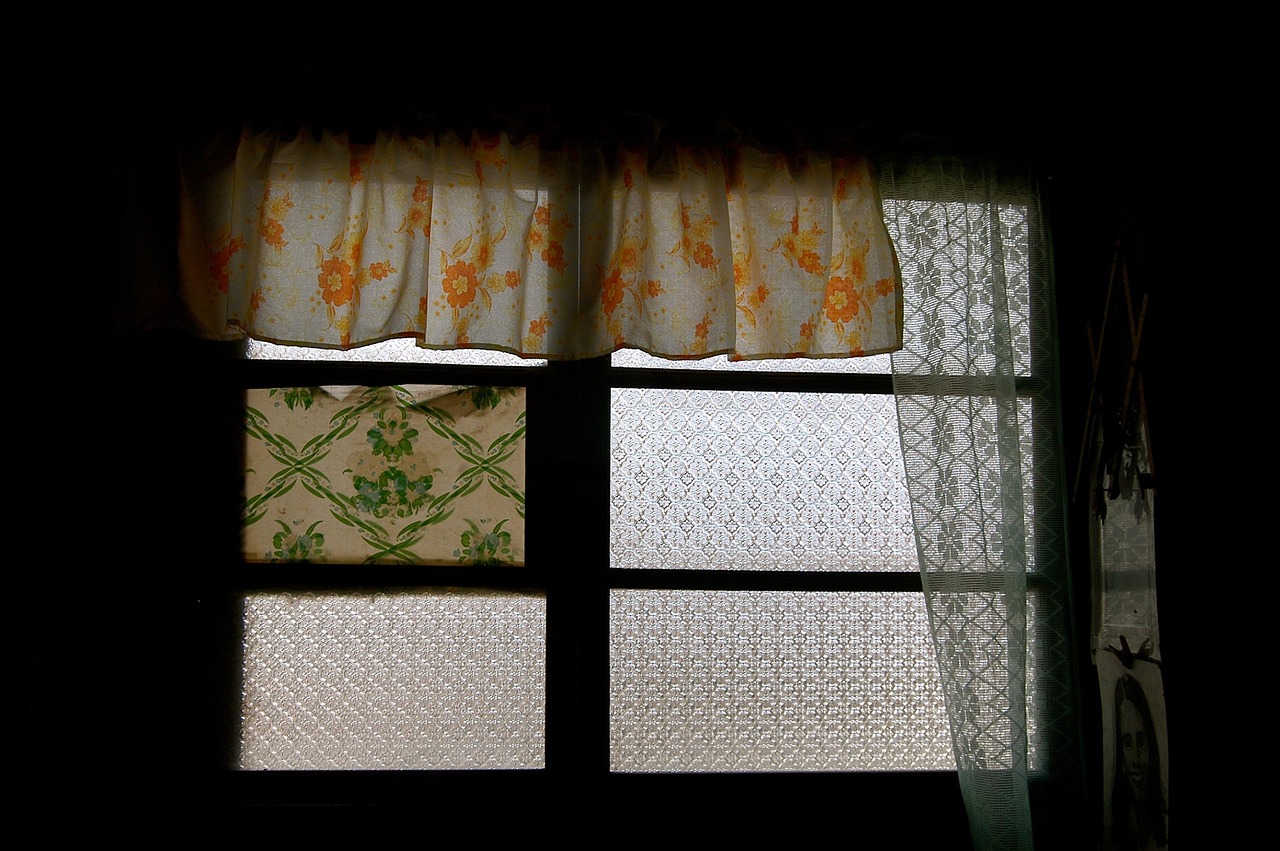 window, frame, curtains, curtain, interior, decor, indoors, house, home, residence, indoor, style, apartment, drapes, dark, room, black home, black house, black window, black room, black frame, black interior