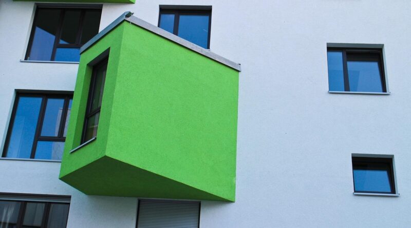 bay window, green, expansion, architecture, house, building, modern, modern architecture, house facade, window