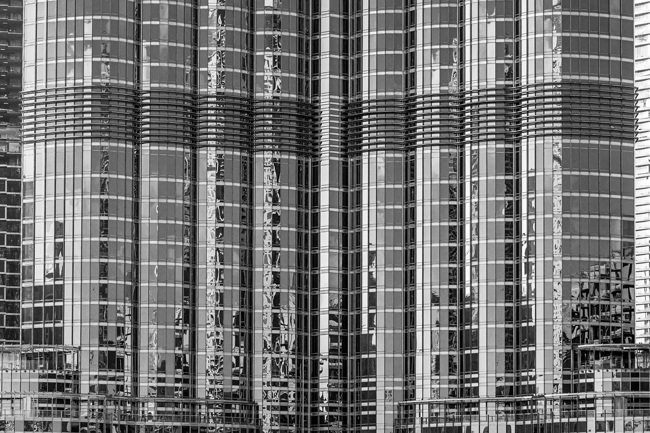 architecture, structure, glass, metal, facade, front, skyscraper, building, modern, house, perspective, property, template, window, black-and-white, monochrome, only for editorial use