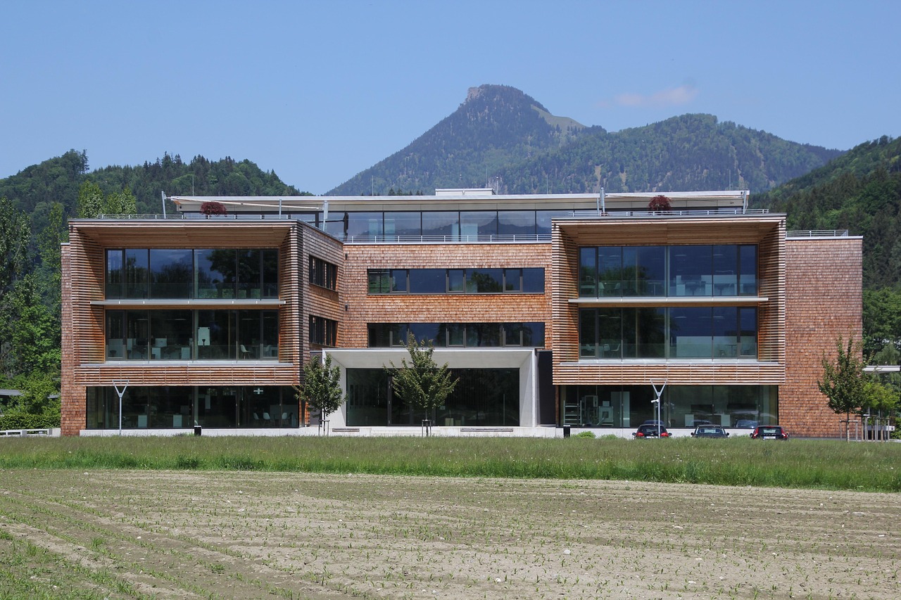 building, company headquarters, company building, architecture, glass, facade, house facade, modern, office building, stained glass window, company, front, reflection, window, bora, niederdorf, architect, wood, wooden facade, central