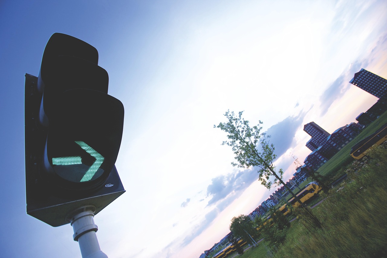 green, nature, traffic light, go, clouds, sky, trees