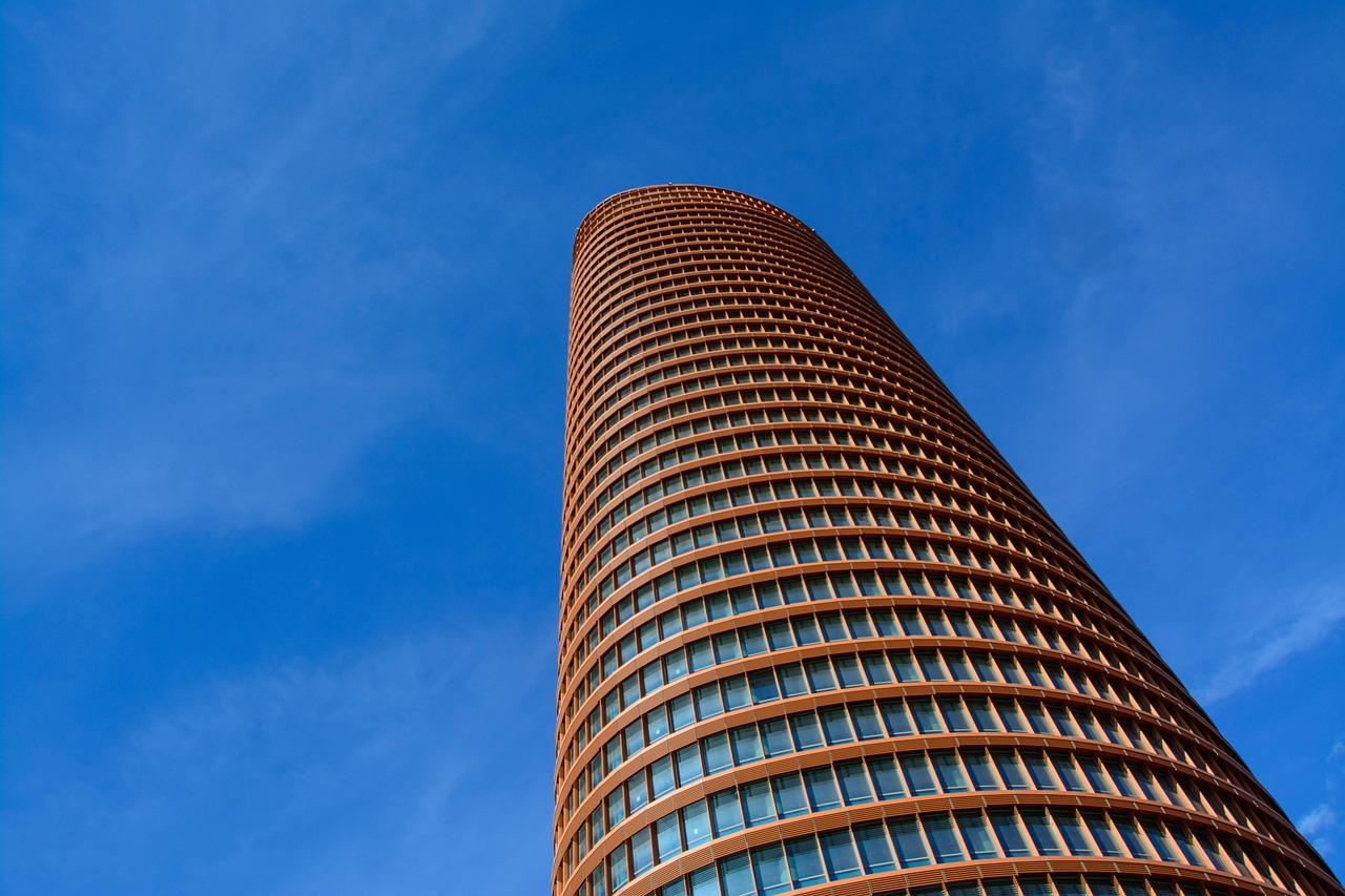 sevilla tower, building, architecture, tower, facade, office, office building, high-rise, high-rise building, perspective, torre cajasol, skyscraper, spain, seville, building, building, building, building, building, tower, tower, tower, office, office, office, office, office building, office building, spain, spain, seville