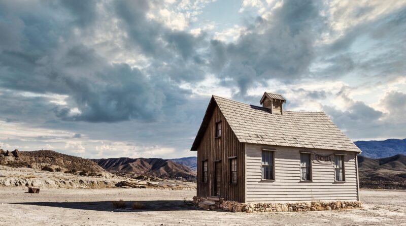 school, house, building, nature, desert, western