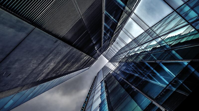 architecture, building, perspective, high-rise, high-rise building, skyscraper, glass windows, reflection, exterior, city, glass, modern, office building, urban, building, building, building, building, building