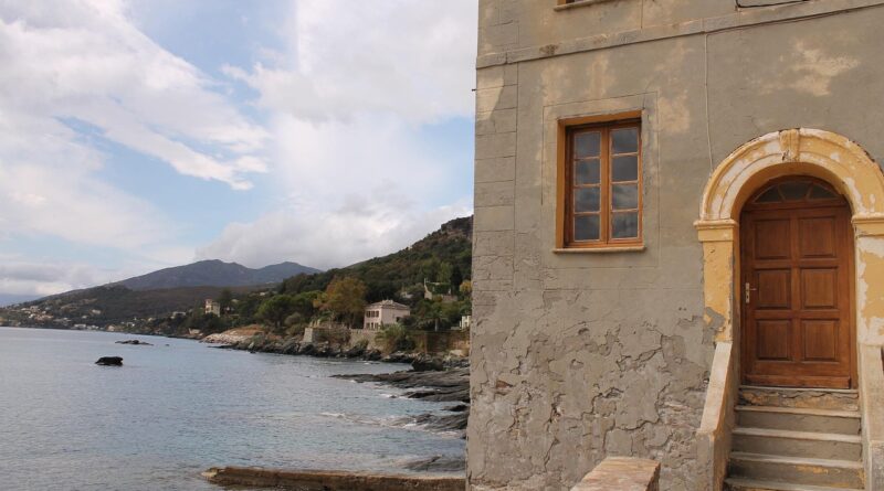 corsica erbalunga, the mediterranean coast, the most beautiful village of corsica, gate beach house