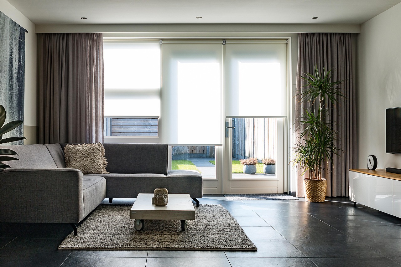 furniture, couch, blinds, curtains, interior, nature, home, room, house, apartment, design, sofa, decor, floor, lifestyle, decoration, style, luxury, plants, garden